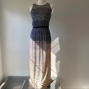 LOFT Navy & Cream Maxi Dress